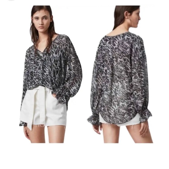Sale! All Saints Animal Print penny ambient chiffon NWT! - Picture 1 of 8